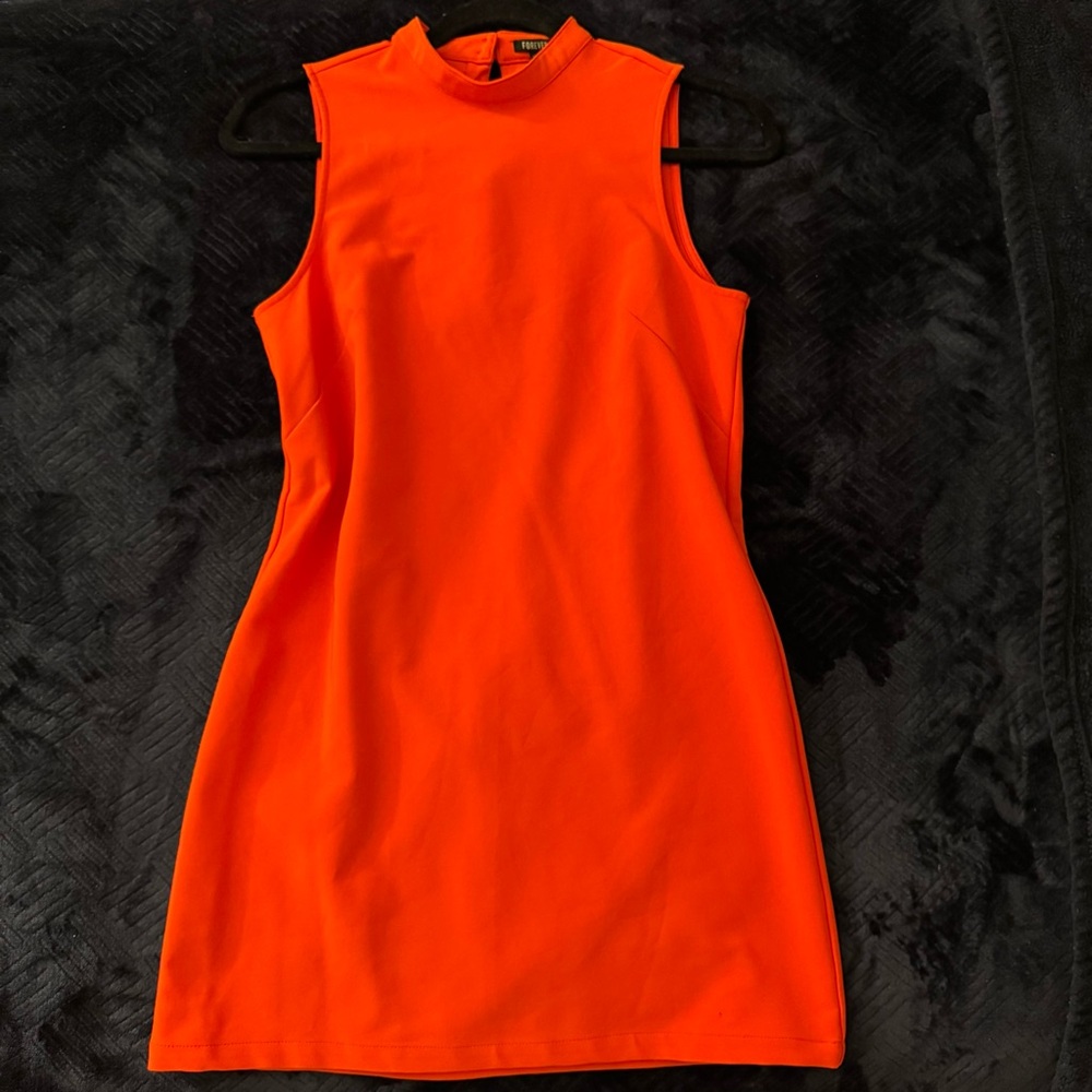 Forever 21 Red/Orange Mock Shift Mini Dress